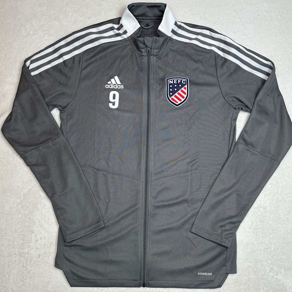 Adidas NEFC Soccer Track Jacket Men's Size Medium Gray Aeroready Full‎ Zip 9